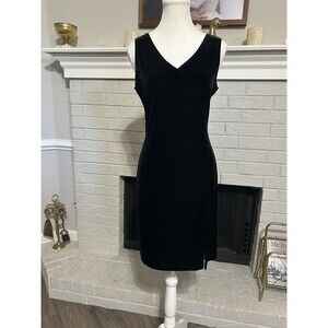 Vintage 90s Black Velvet Deep V Neck Wrap Front Glam Going Out Mini Dress Size 8